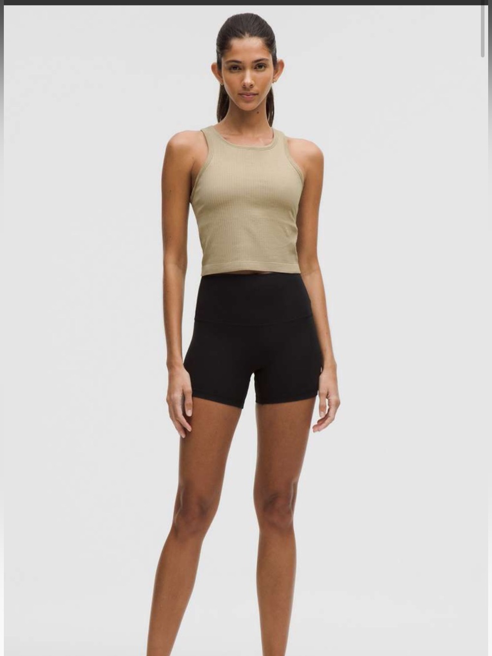 lululemon Ebb to Street Ribbed Cropped Racerback Tank in Sheer Oak Size 4